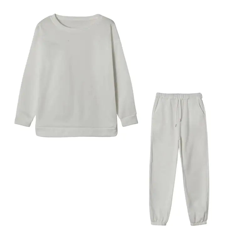 Hooded Solid Color Two-Piece Ladies Athleisure Set