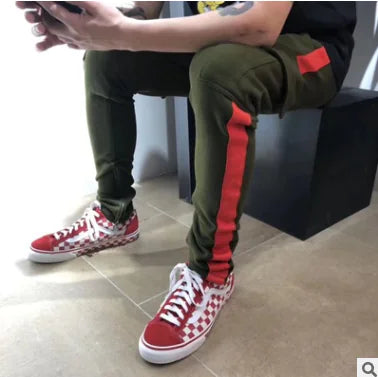 Athleisure Thick Cuff Pants with Color Block Design