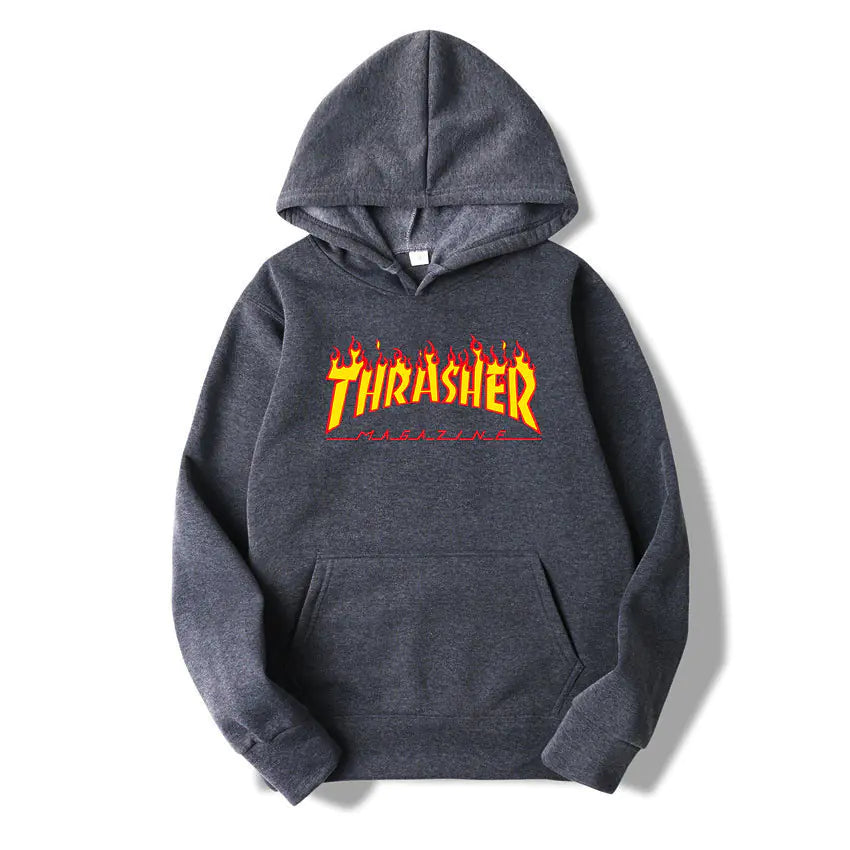 Hooded Sweatshirt with Flame Design