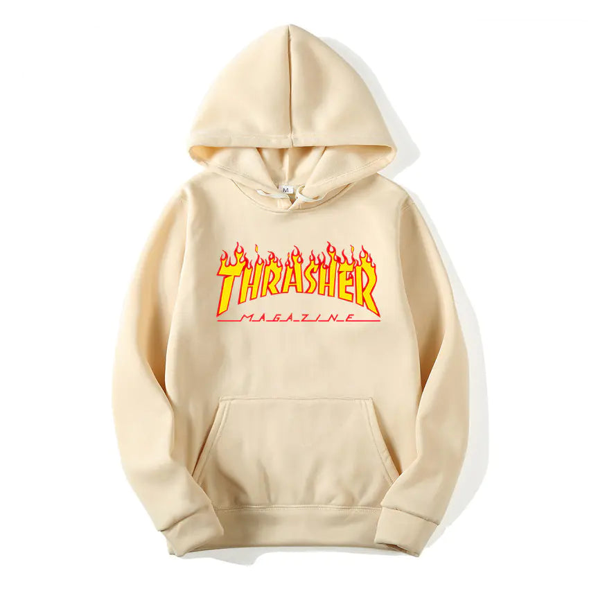 Hooded Sweatshirt with Flame Design