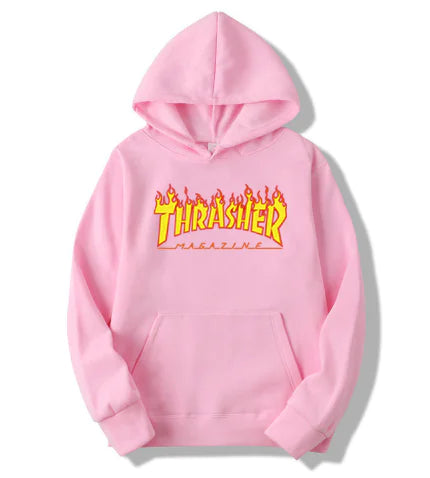 Hooded Sweatshirt with Flame Design