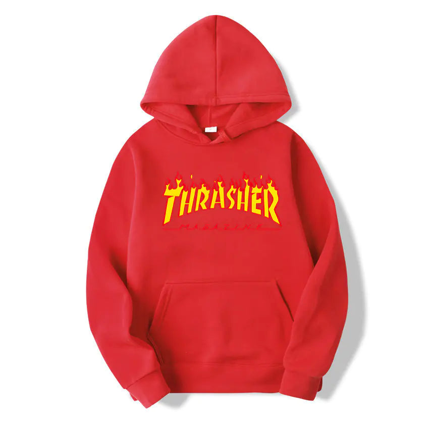 Hooded Sweatshirt with Flame Design