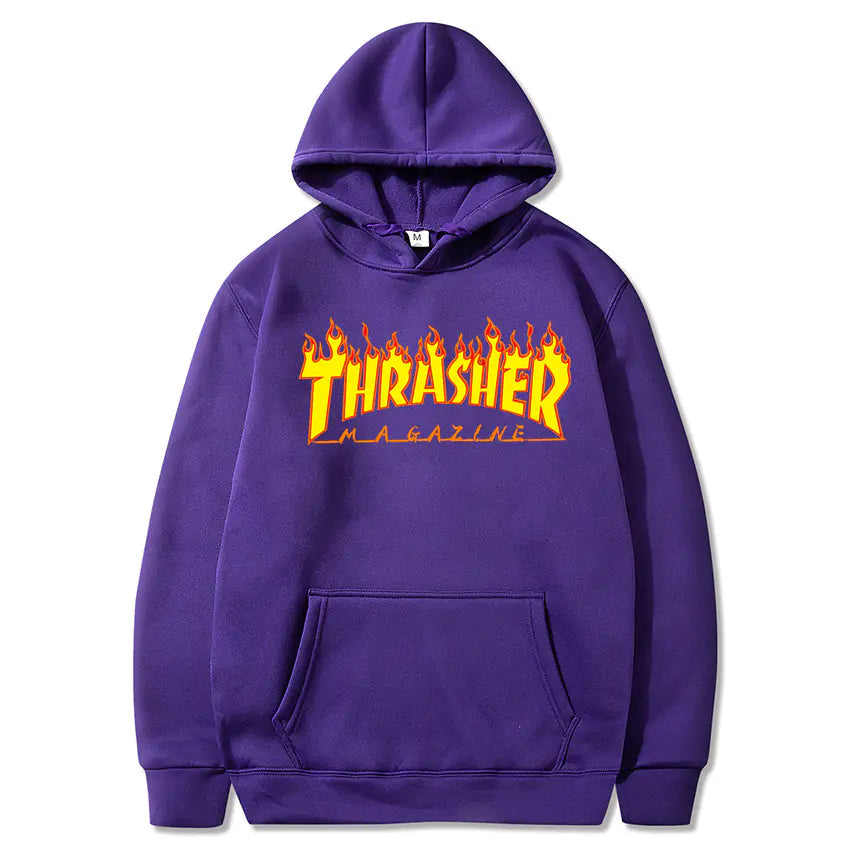 Hooded Sweatshirt with Flame Design
