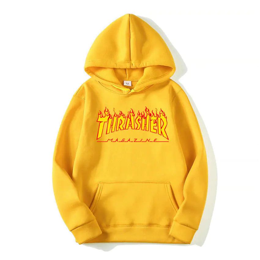Hooded Sweatshirt with Flame Design
