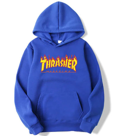 Hooded Sweatshirt with Flame Design