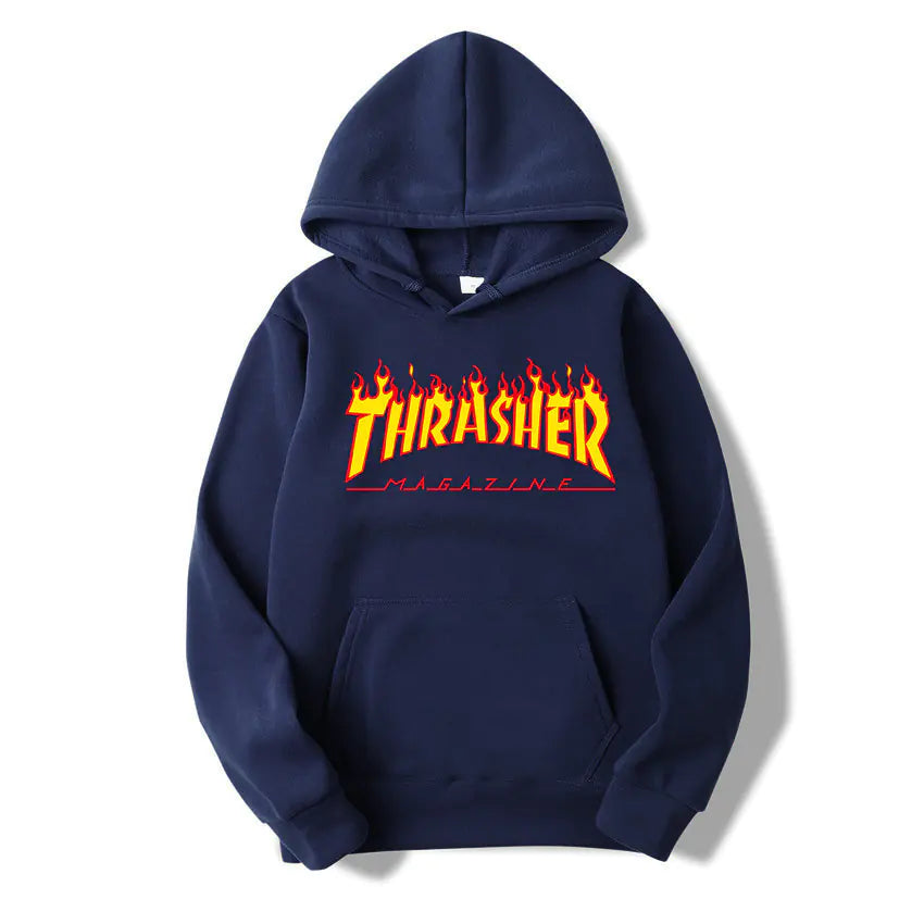 Hooded Sweatshirt with Flame Design