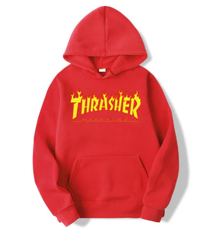 Hooded Sweatshirt with Flame Design
