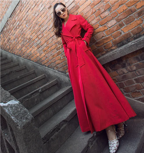 Dark Buckle Long Trench Coat