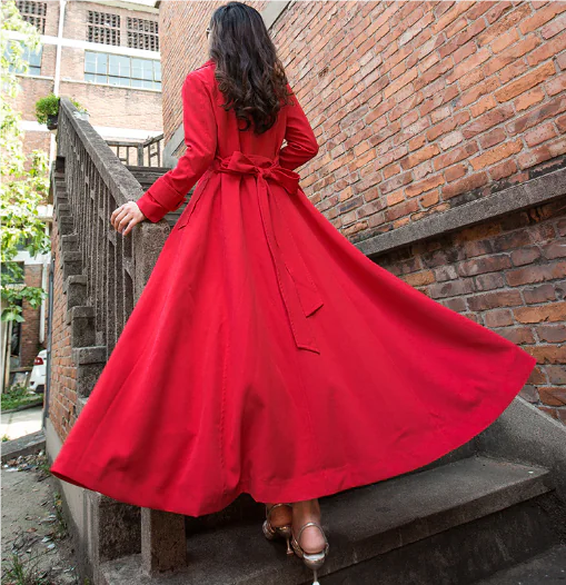 Dark Buckle Long Trench Coat