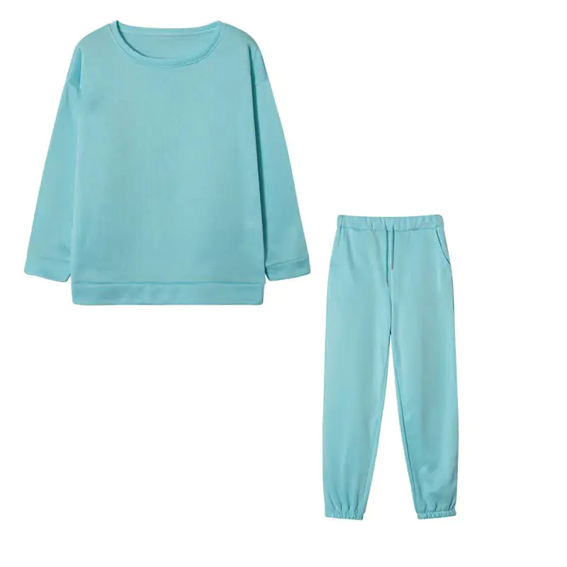 Hooded Solid Color Two-Piece Ladies Athleisure Set