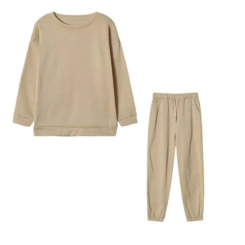 Hooded Solid Color Two-Piece Ladies Athleisure Set