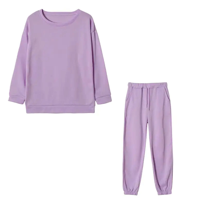 Hooded Solid Color Two-Piece Ladies Athleisure Set