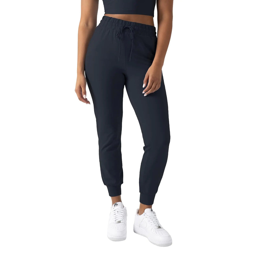 YITTY Active Womens Ultraluxe High-Waist Jogger Pant Athleisure Draw-String Breathable Pockets Deep Navy XL Regular
