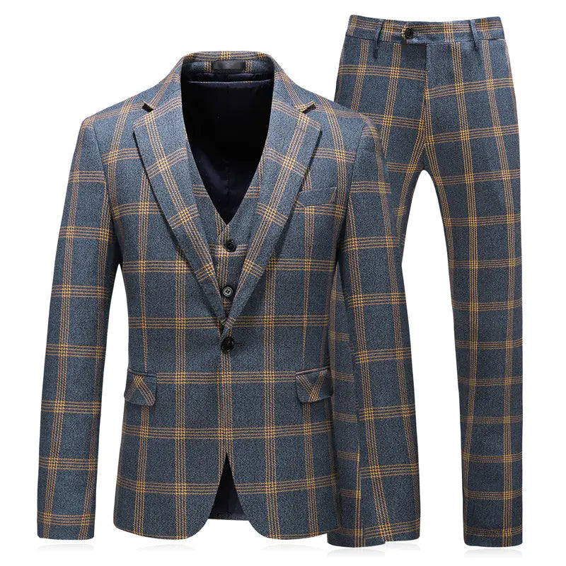 Men's Casual Plus Size Slim Fit 3-Piece Suit Set