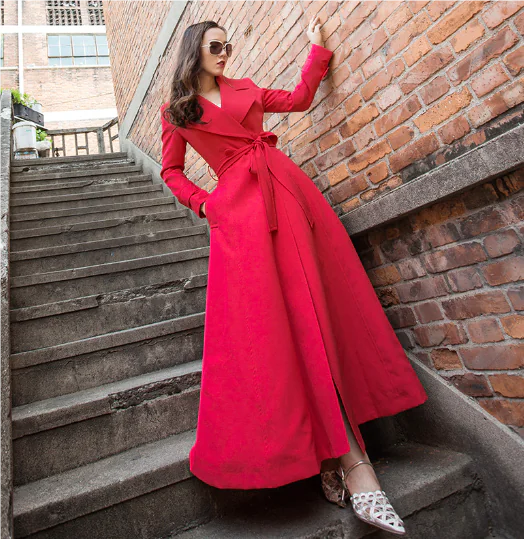 Dark Buckle Long Trench Coat