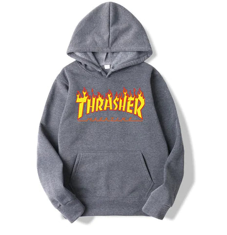 Hooded Sweatshirt with Flame Design