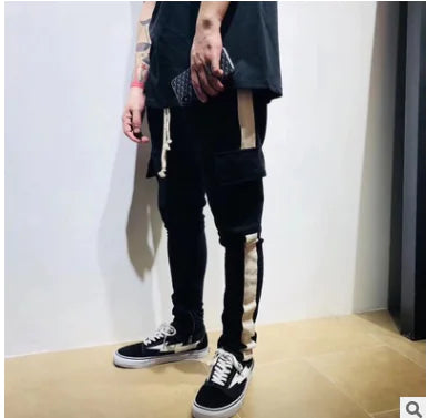 Athleisure Thick Cuff Pants with Color Block Design