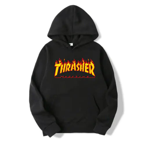 Hooded Sweatshirt with Flame Design