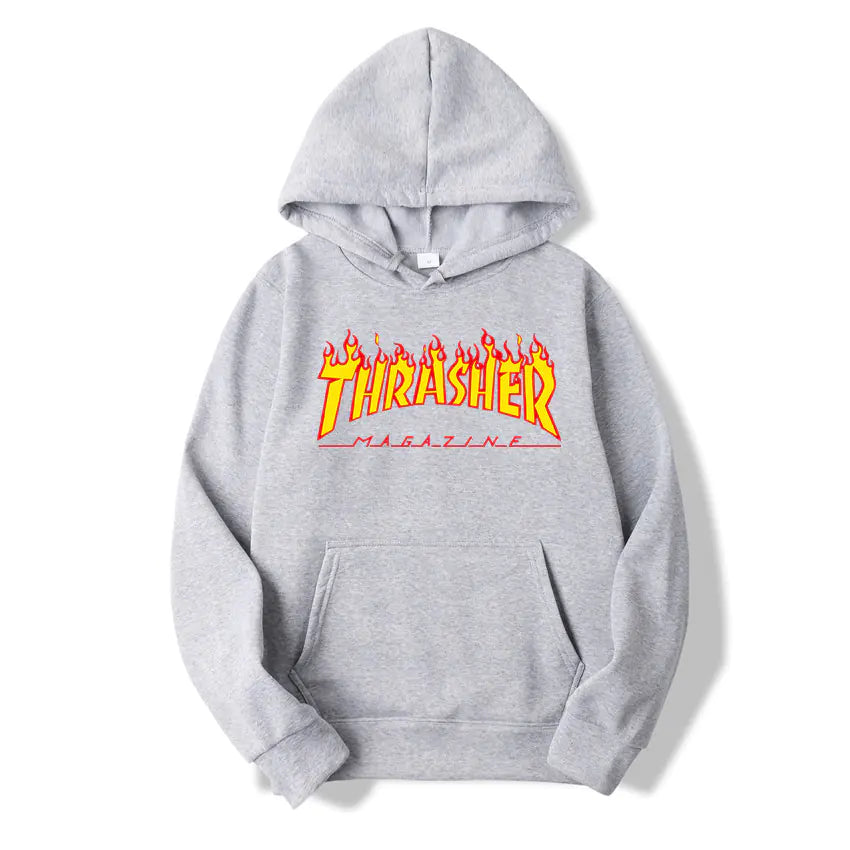 Hooded Sweatshirt with Flame Design