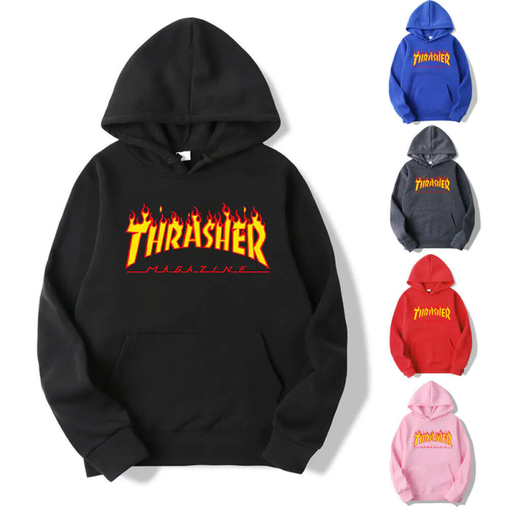 Hooded Sweatshirt with Flame Design