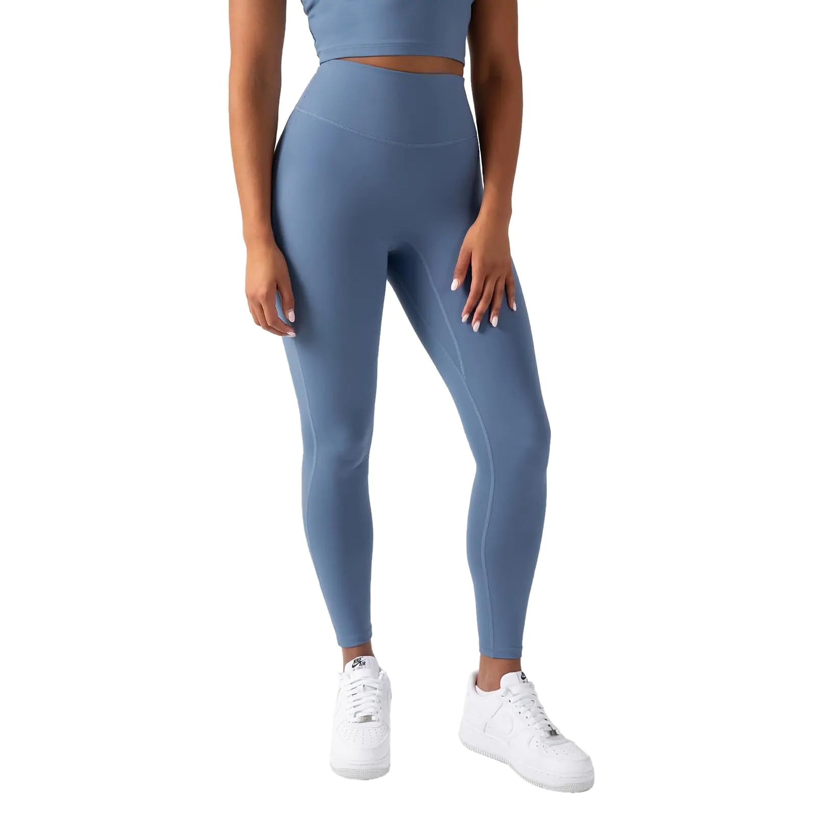 YITTY Active Womens UltraLuxe High-Waist No-Pocket Legging Athleisure 4-Way-Stretch Elemental Blue L Regular