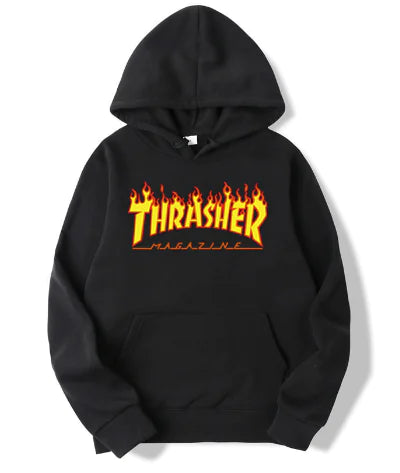 Hooded Sweatshirt with Flame Design